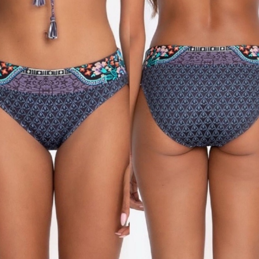 Johnny Was Saba Hipster Bikini Bottoms XS Navy Periwinkle Cyan